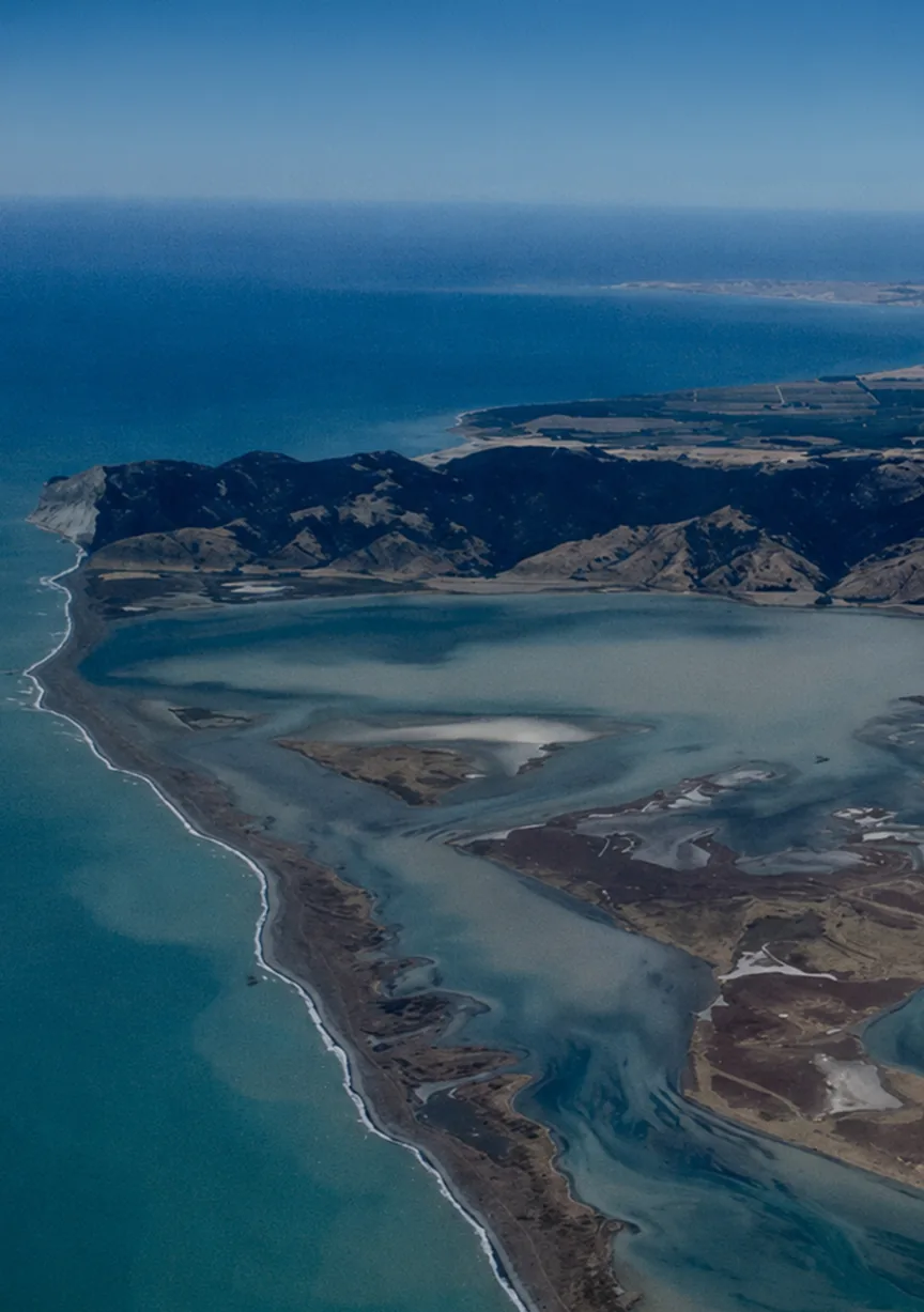 Aerial view of the Wairau Lagoons and the Wairau Bar